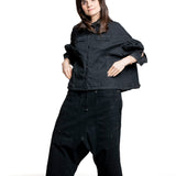 Rundholz DIP Damen Jacke schwarz glänzend Schrägansicht