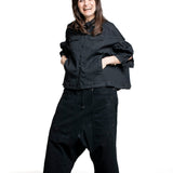 Rundholz DIP Damen Jacke schwarz glänzend Frontansicht