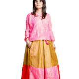Daniela Gregis Damen Seidenbluse fuchsia-safran – Frontansicht im Styling
