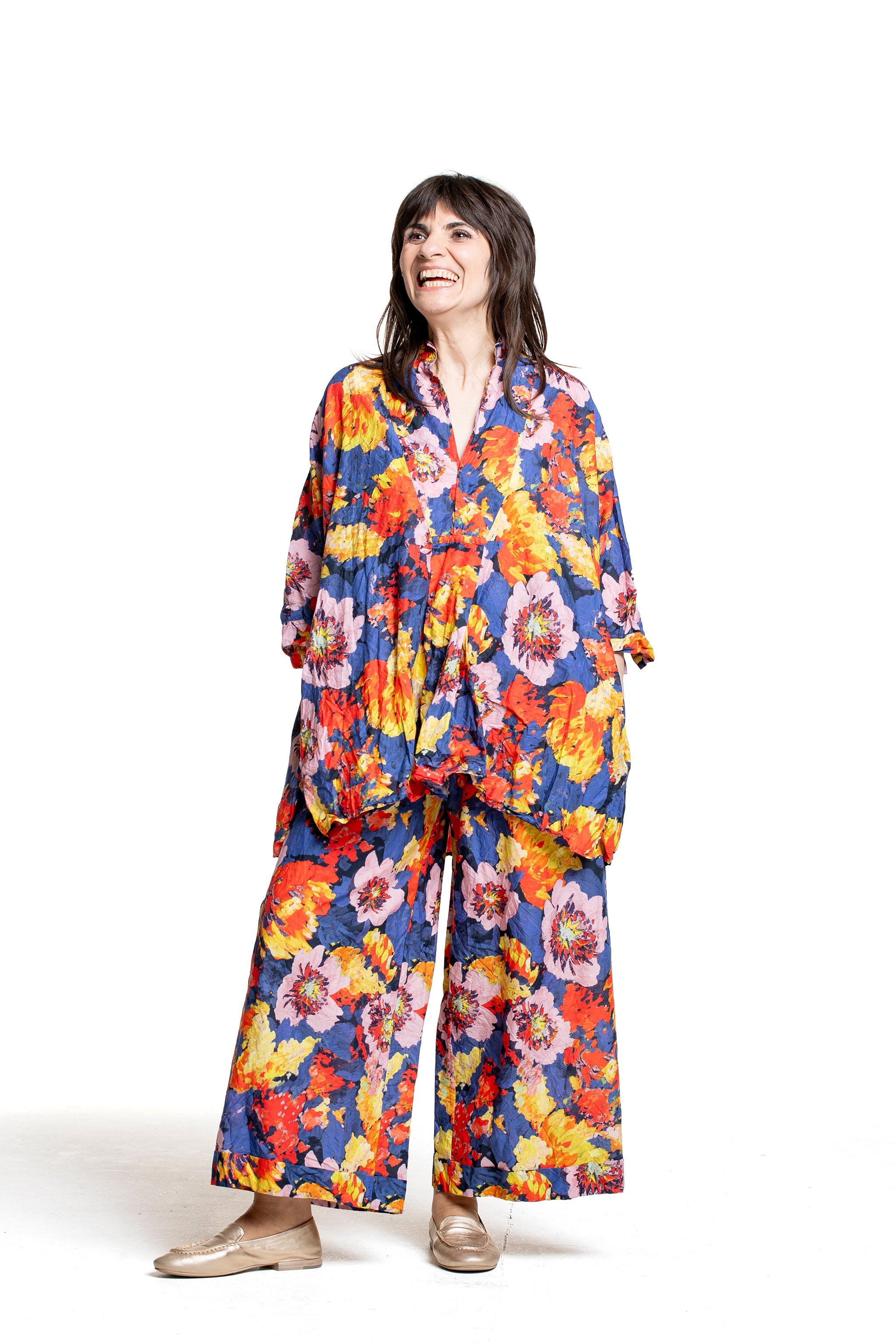 Daniela Gregis Damen Hose Blumenprint multicolor – Vorderansicht