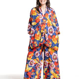 Daniela Gregis Damen Oversized-Bluse Blumenprint multicolor – Vorderansicht