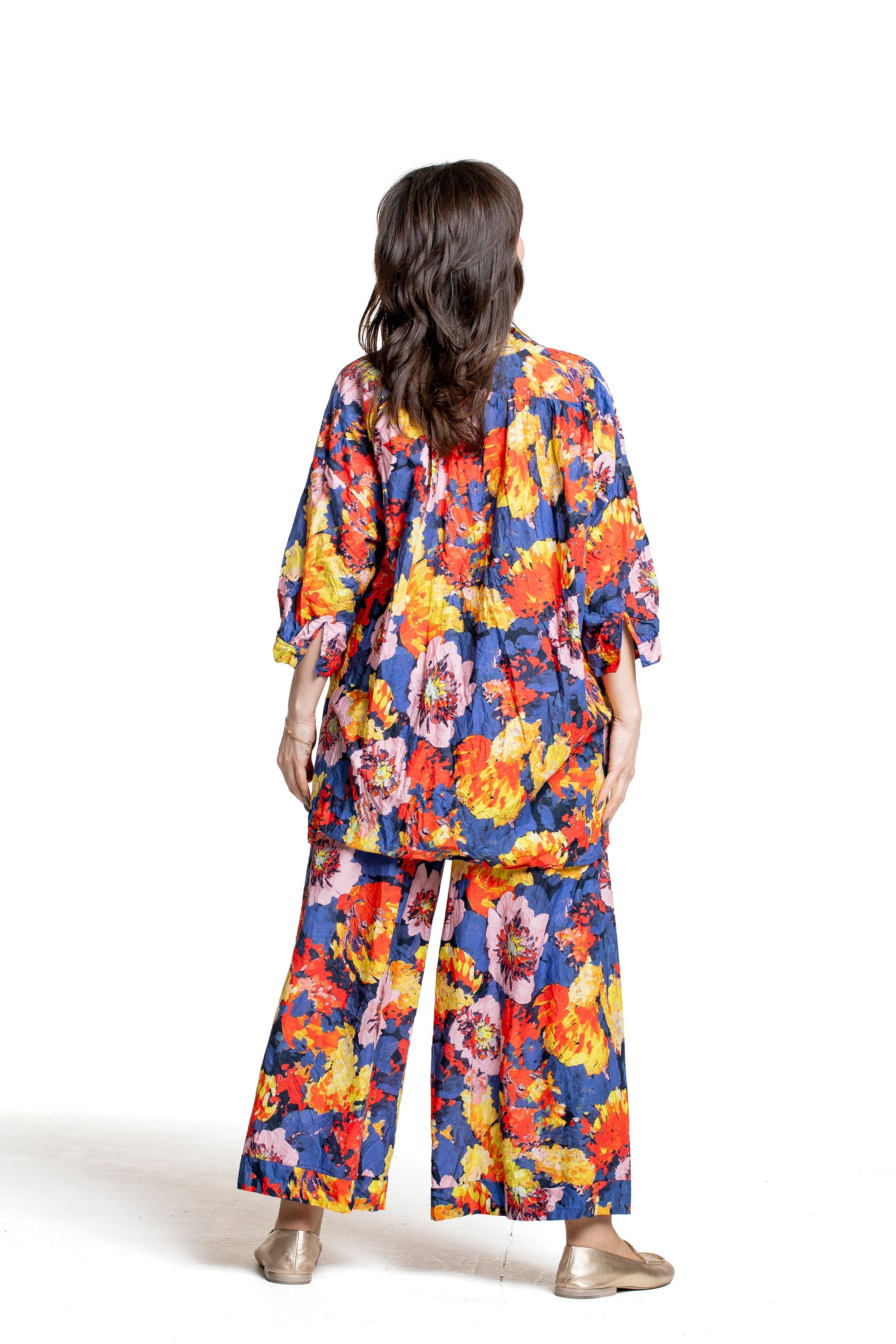 Daniela Gregis Damen Oversized-Bluse Blumenprint multicolor – Rückansicht