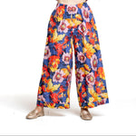 Daniela Gregis Damen Hose Blumenprint multicolor – Bund- und Hosenansicht