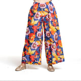 Daniela Gregis Damen Hose Blumenprint multicolor – Bund- und Hosenansicht