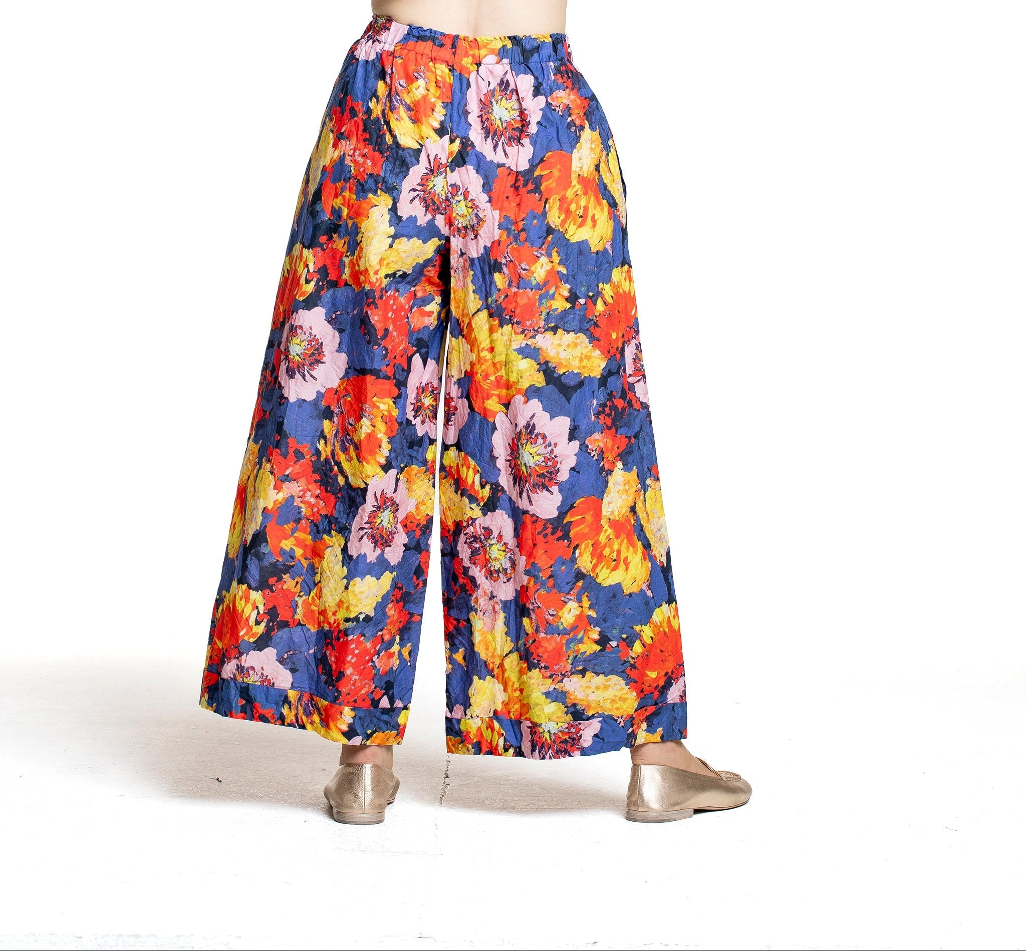 Daniela Gregis Damen Hose Blumenprint multicolor – Rückansicht mit Bunddetail