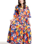 Daniela Gregis Damen Maxikleid Blumenprint multicolor – Bewegungsansicht