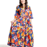 Daniela Gregis Damen Maxikleid Blumenprint multicolor – Bewegungsansicht