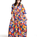 Daniela Gregis Damen Maxikleid Blumenprint multicolor – seitliche Frontansicht