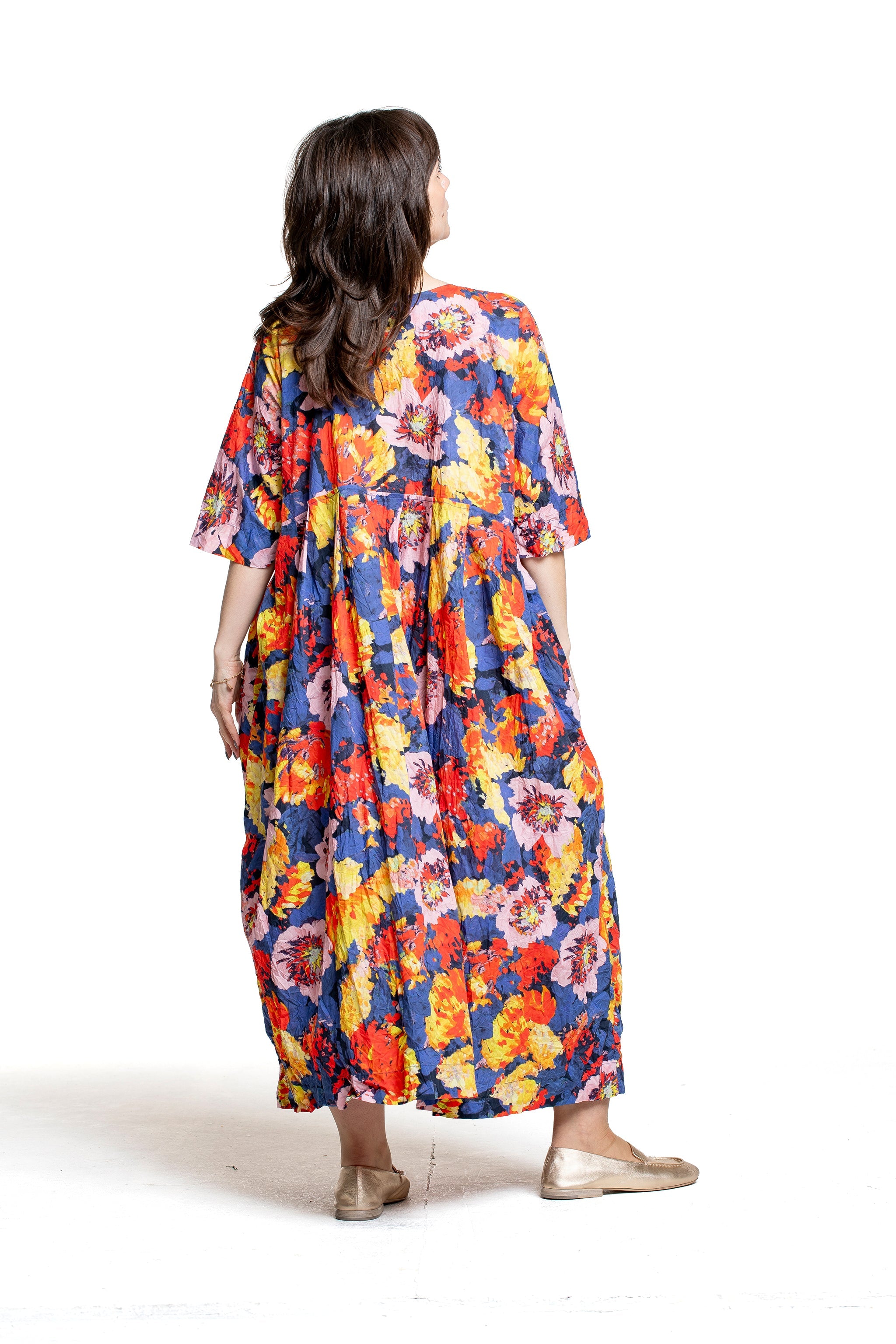 Daniela Gregis Damen Maxikleid Blumenprint multicolor – Rückansicht