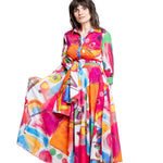 Samantha Sung Damen Aster Hemdblusenkleid Bestenia Painting weiß-pink – Detailansicht Rock