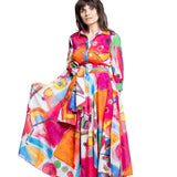 Samantha Sung Damen Aster Hemdblusenkleid Bestenia Painting weiß-pink – Detailansicht Rock