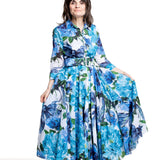 Samantha Sung Damen Aster Hemdblusenkleid Darby Rose weiß-blau – Frontansicht mit Rockweite