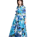 Samantha Sung Damen Aster Hemdblusenkleid Darby Rose weiß-blau – Seitenansicht