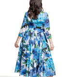Samantha Sung Damen Aster Hemdblusenkleid Darby Rose weiß-blau