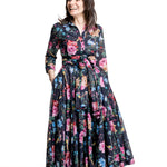 Samantha Sung Damen Aster Hemdblusenkleid Heart Manor schwarz – Vorderansicht