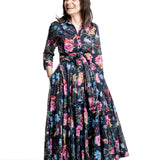 Samantha Sung Damen Aster Hemdblusenkleid Heart Manor schwarz – Vorderansicht