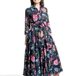 Samantha Sung Damen Aster Hemdblusenkleid Heart Manor schwarz – Schrägansicht