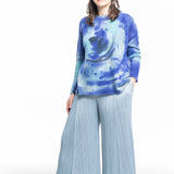 F Cashmere Damen Oversized Pullover Bruco 1 blau mit Print
