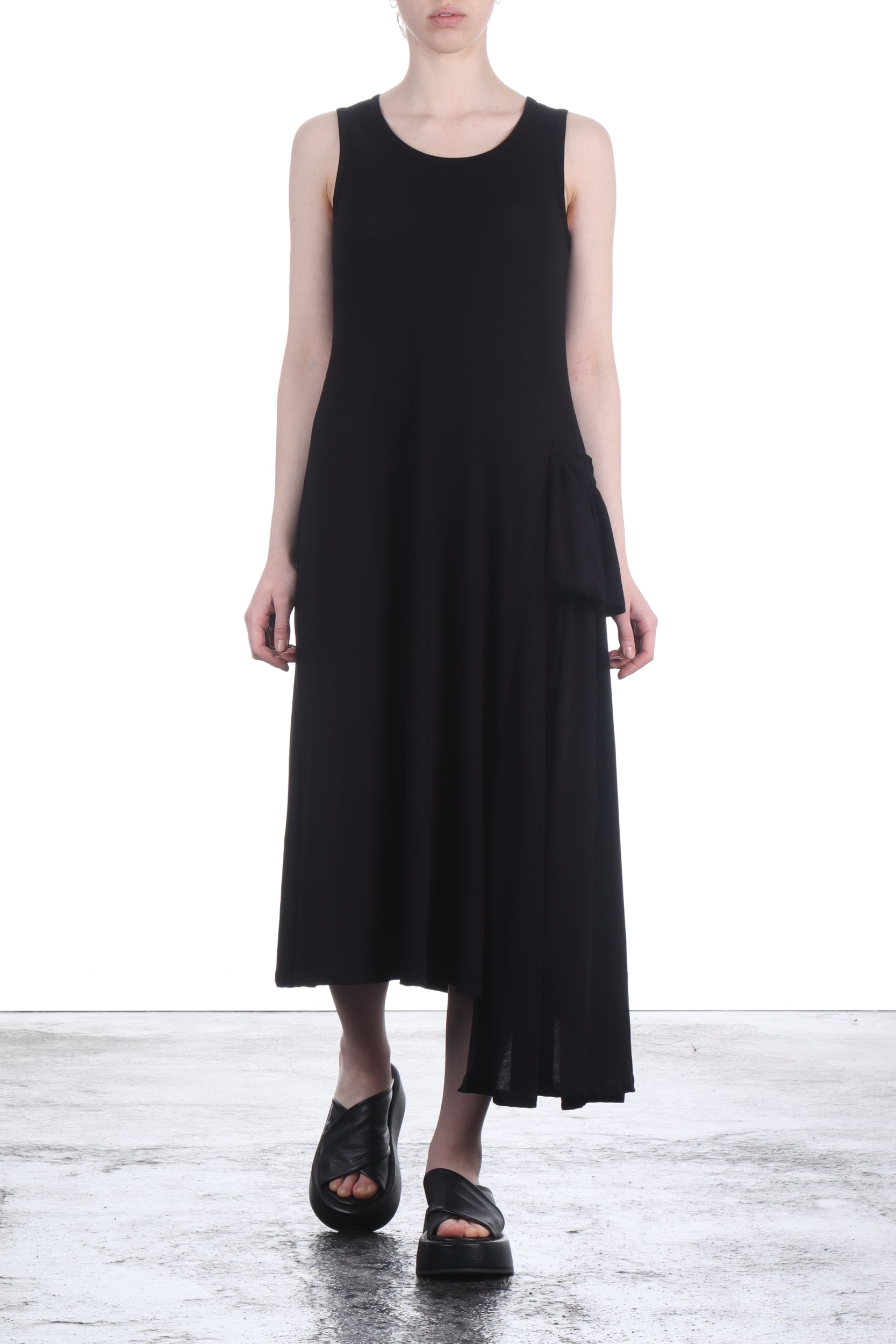 Yohji Yamamoto Damen Asymmetrisches Jersey Kleid schwarz