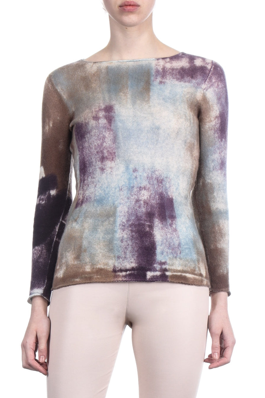 F Cashmere Damen Pullover Bruco 2 blau braun multicolor