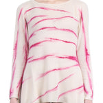 F Cashmere Damen Kaschmir A-Linie Pullover Bruco 12 weiß pink