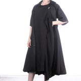 Yohji Yamamoto Damen Mantel aus fließendem Twill schwarz
