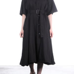 Yohji Yamamoto Damen Mantel aus fließendem Twill schwarz