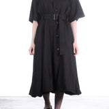 Yohji Yamamoto Damen Mantel aus fließendem Twill schwarz