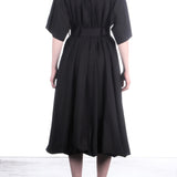 Yohji Yamamoto Damen Mantel aus fließendem Twill schwarz