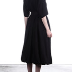 Yohji Yamamoto Damen Mantel aus fließendem Twill schwarz