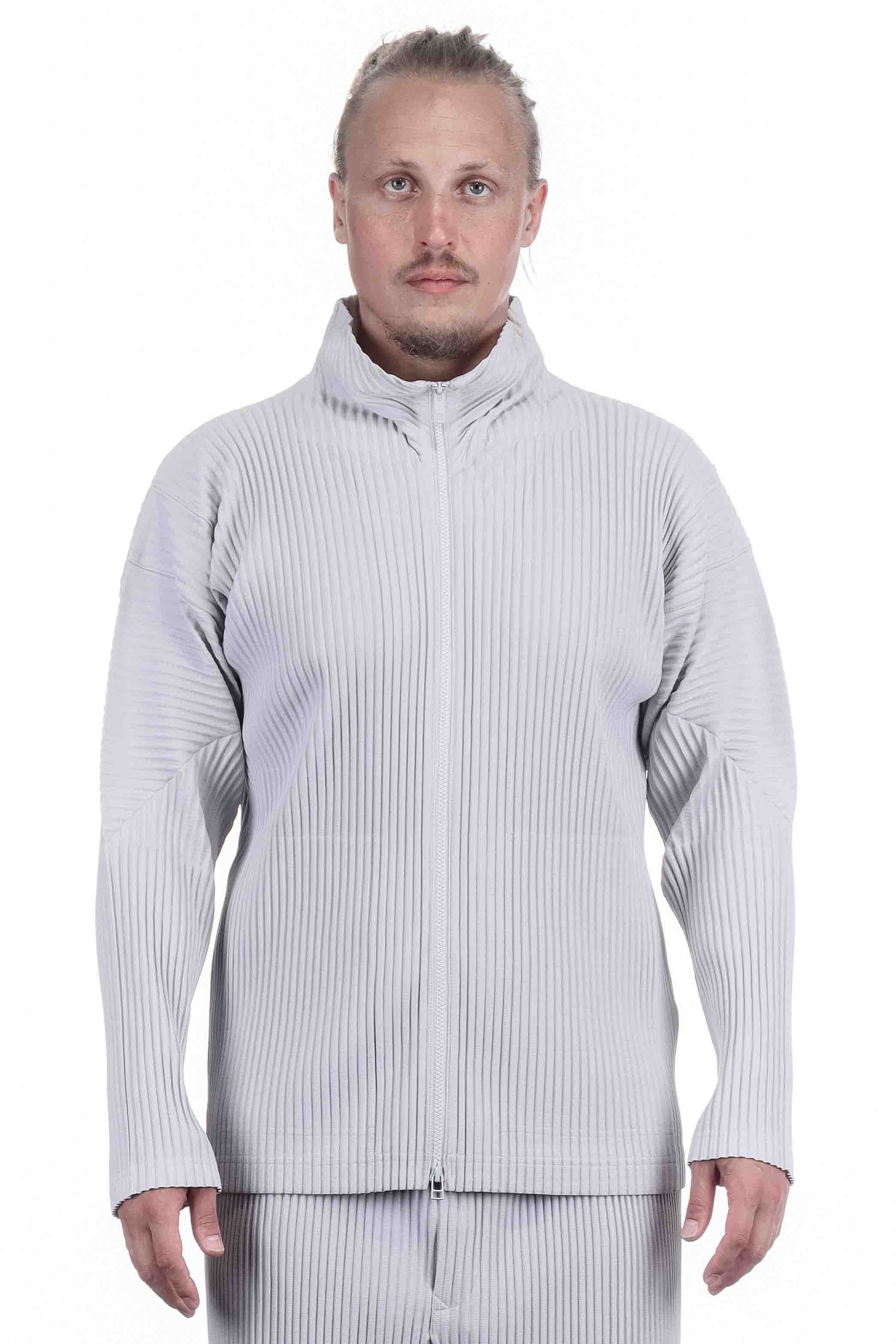 Homme Plissé Issey Miyake Herren Blouson mit Reißverschluss Grau