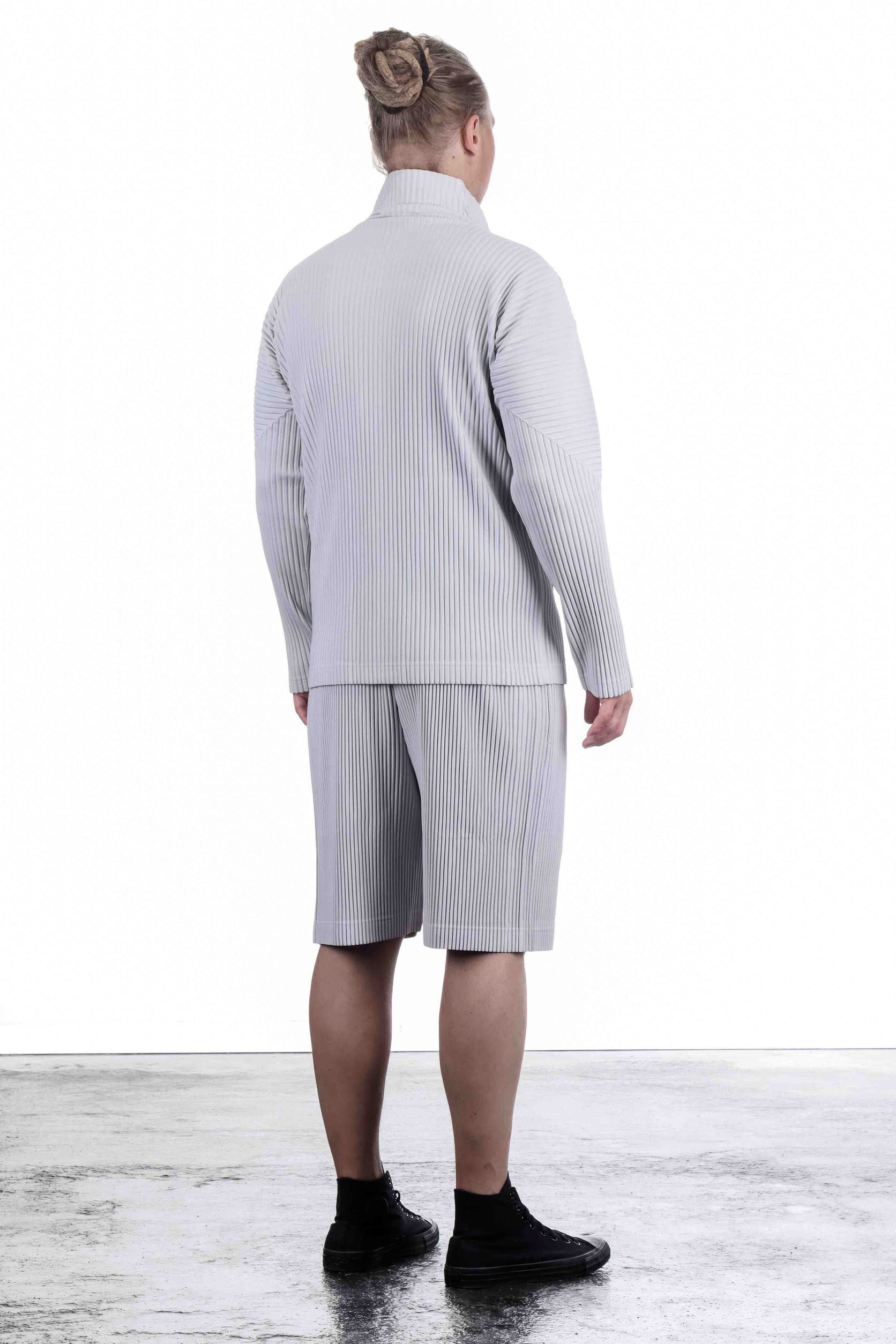 Homme Plissé Issey Miyake Herren Blouson mit Reißverschluss Grau