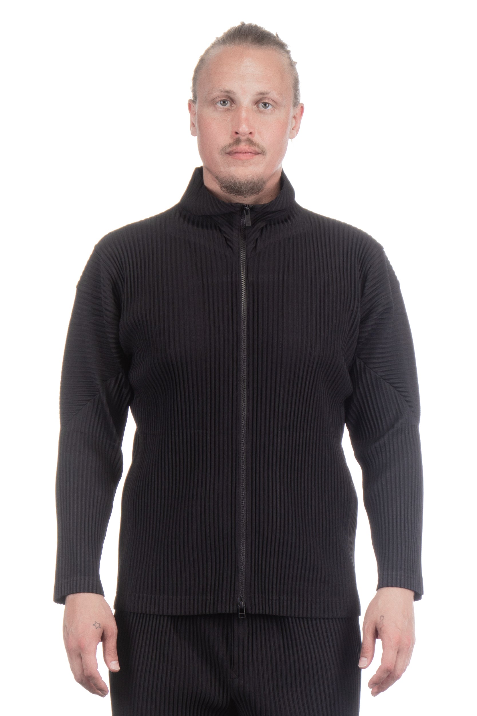 Homme Plissé Issey Miyake Herren Blouson mit Reißverschluss schwarz