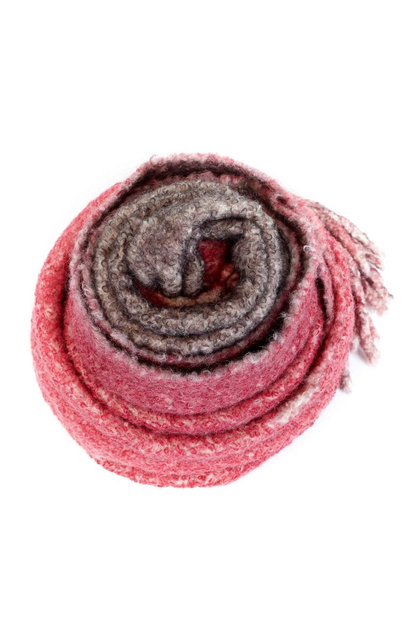 AVANT TOI Damen Strick Schal mit Fransen rot braun