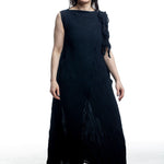Issey Miyake Kleid – Frontansicht, plissiert, Schwarz