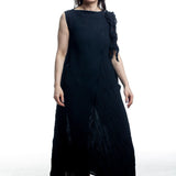 Issey Miyake Kleid – Frontansicht, plissiert, Schwarz