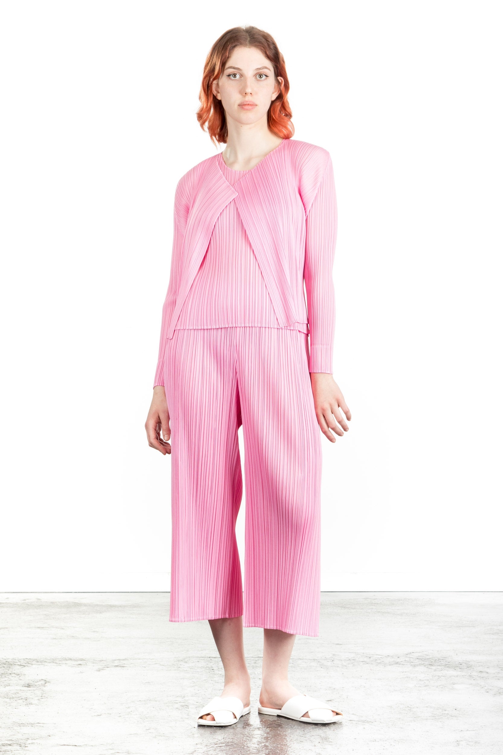 Pleats Please Issey Miyake Damen Plissee Cardigan pink