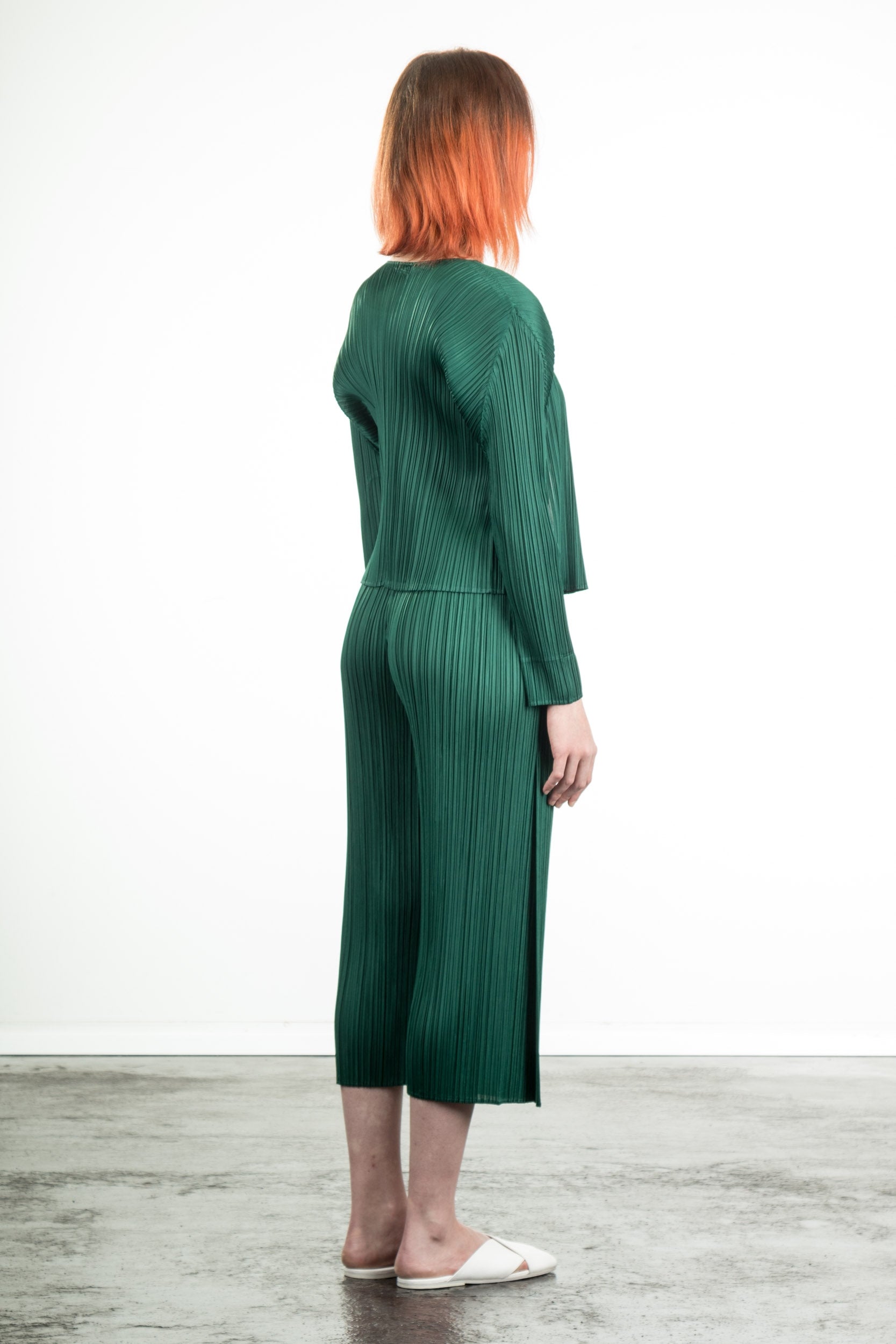 Pleats Please Issey Miyake Plissee 7/8 Hose grün