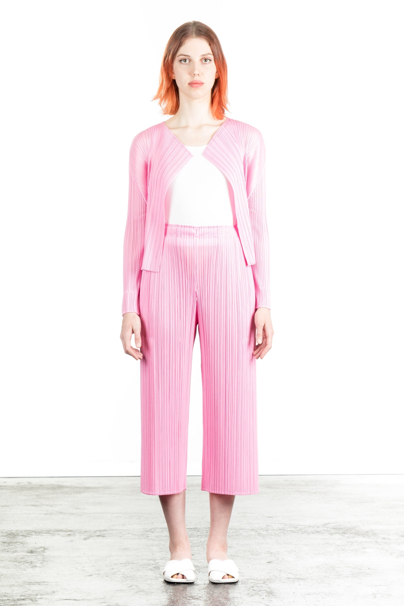 Pleats Please Issey Miyake Damen Plissee Cardigan pink