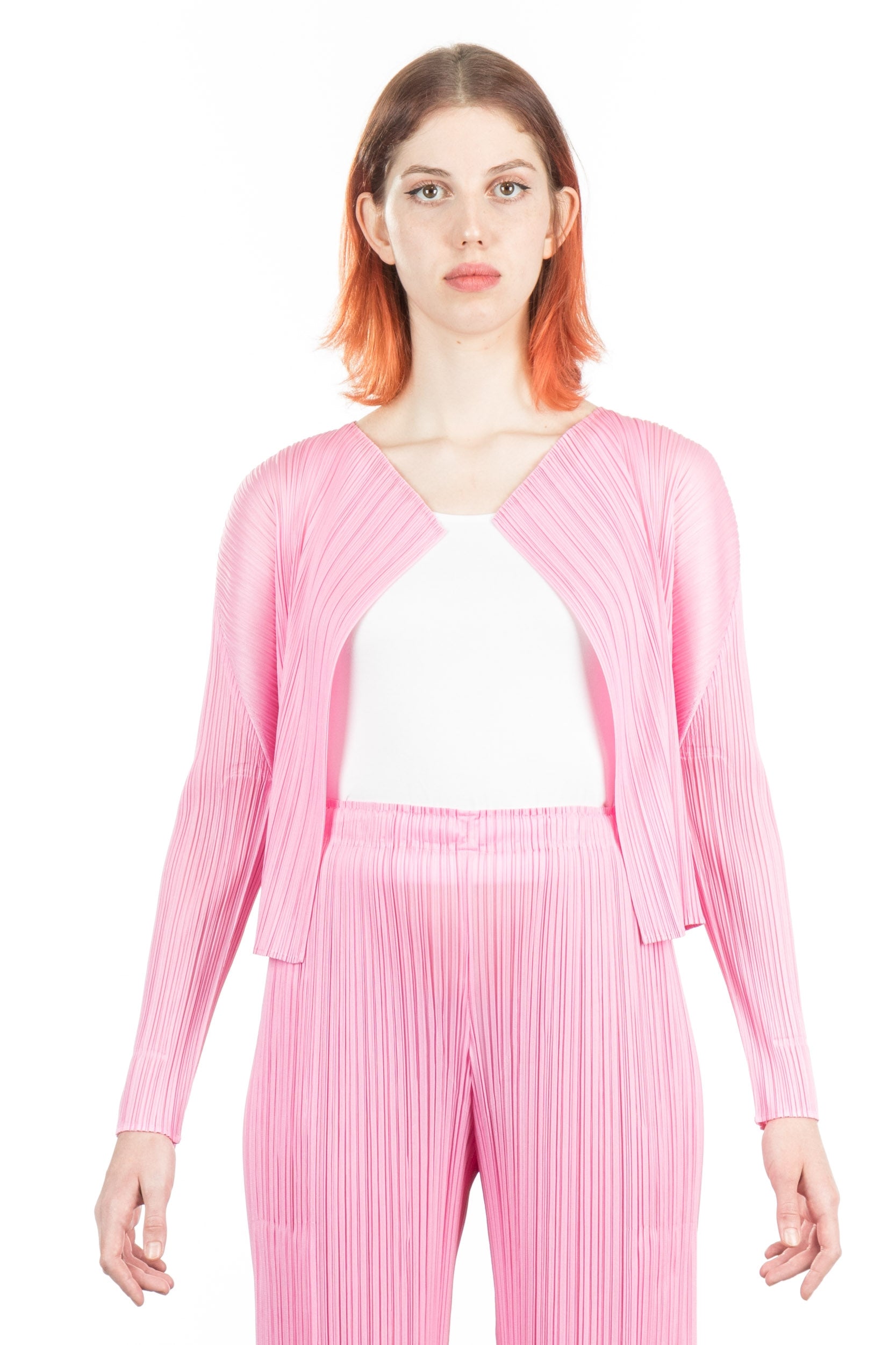 Pleats Please Issey Miyake Damen Plissee Cardigan pink