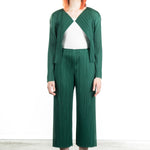 Pleats Please Issey Miyake Damen Plissee Cardigan grün