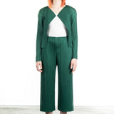 Pleats Please Issey Miyake Damen Plissee Cardigan grün