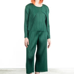 Pleats Please Issey Miyake Damen Plissee Cardigan grün