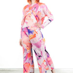 Pleats Please Issey Miyake Plissee 7/8 Hose Print PETAL WALTZ pink