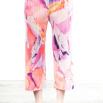 Pleats Please Issey Miyake Plissee 7/8 Hose Print PETAL WALTZ pink