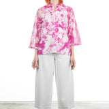 Avant Toi Damen Bluse mit Batikmuster weiß-pink