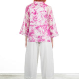 Avant Toi Damen Bluse mit Batikmuster weiß-pink