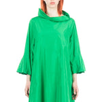 Katharina Hovman Damen Taft Kleid A-Linie ausgestellter Kragen grün
