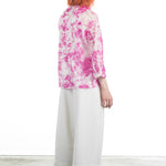 Avant Toi Damen Bluse mit Batikmuster weiß-pink