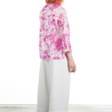 Avant Toi Damen Bluse mit Batikmuster weiß-pink